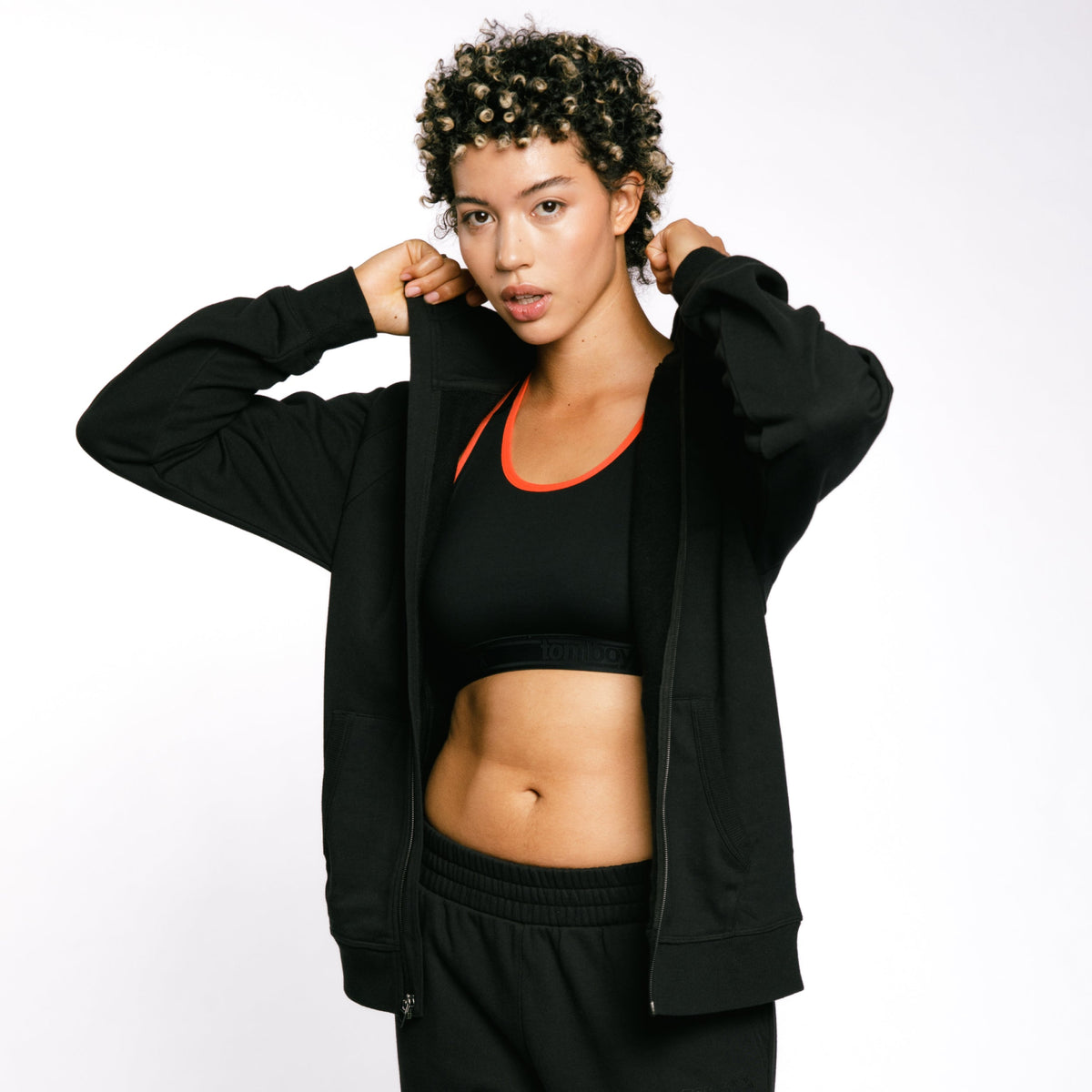TomboyX French Terry Full Zip Hoodie - Black