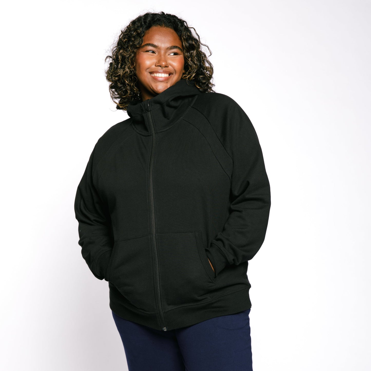 TomboyX French Terry Full Zip Hoodie - Black