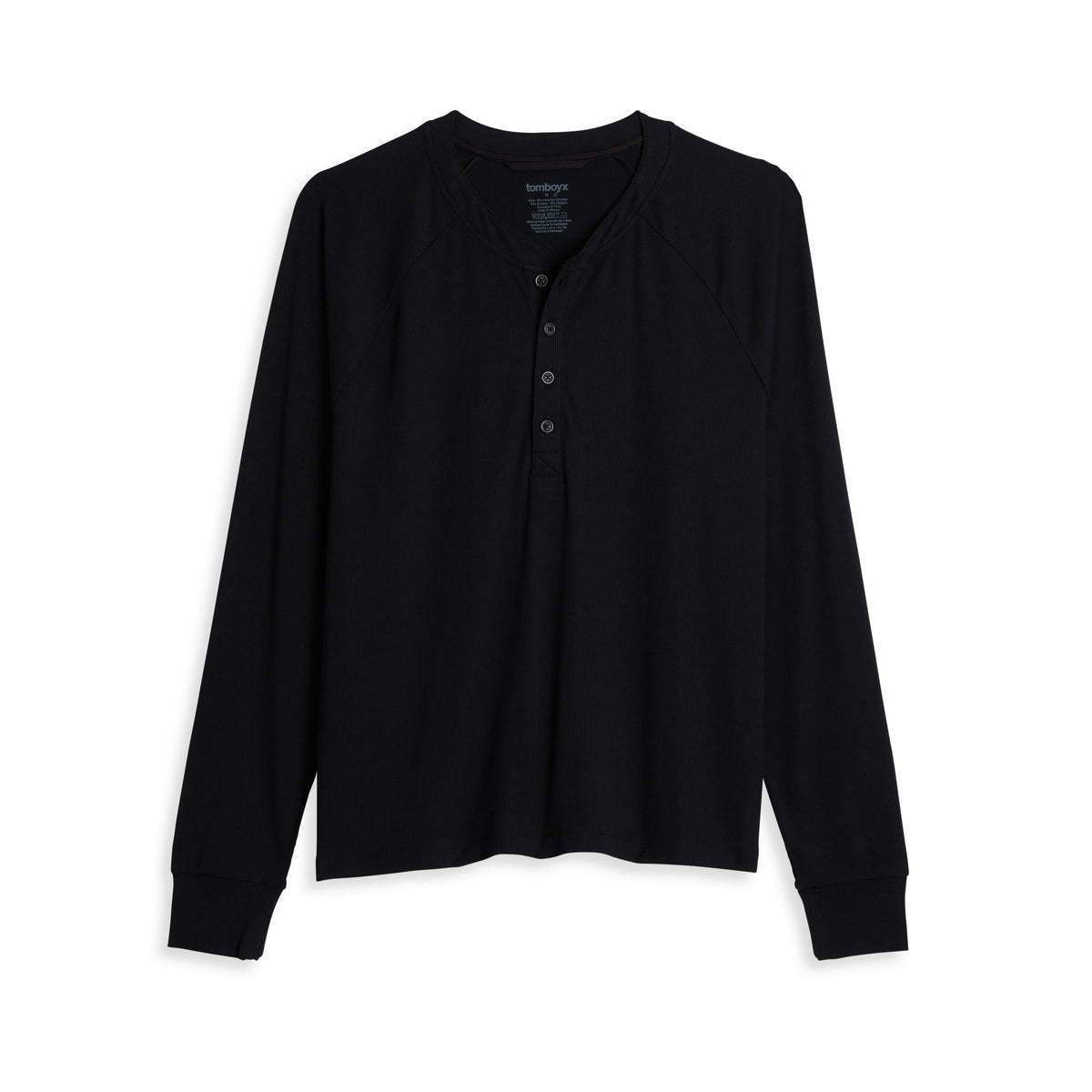TomboyX Bamboo Rib Long Sleeve Henley - Black
