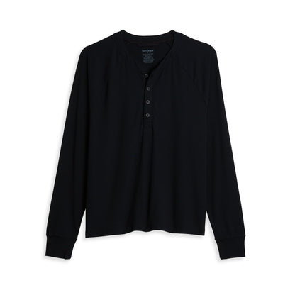 TomboyX Bamboo Rib Long Sleeve Henley - Black