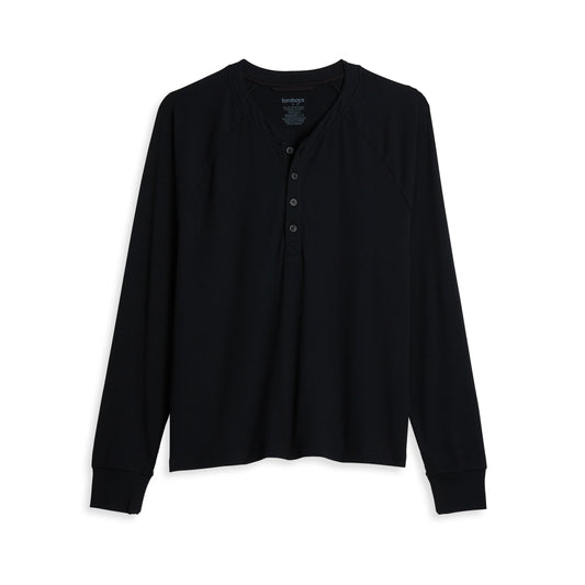 TomboyX Bamboo Rib Long Sleeve Henley - Black