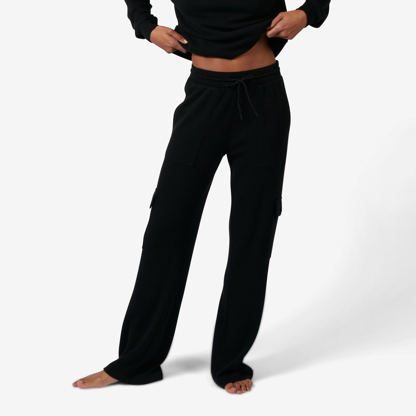 TomboyX Modal Cloud Waffle Cargo Pant - Black Beauty