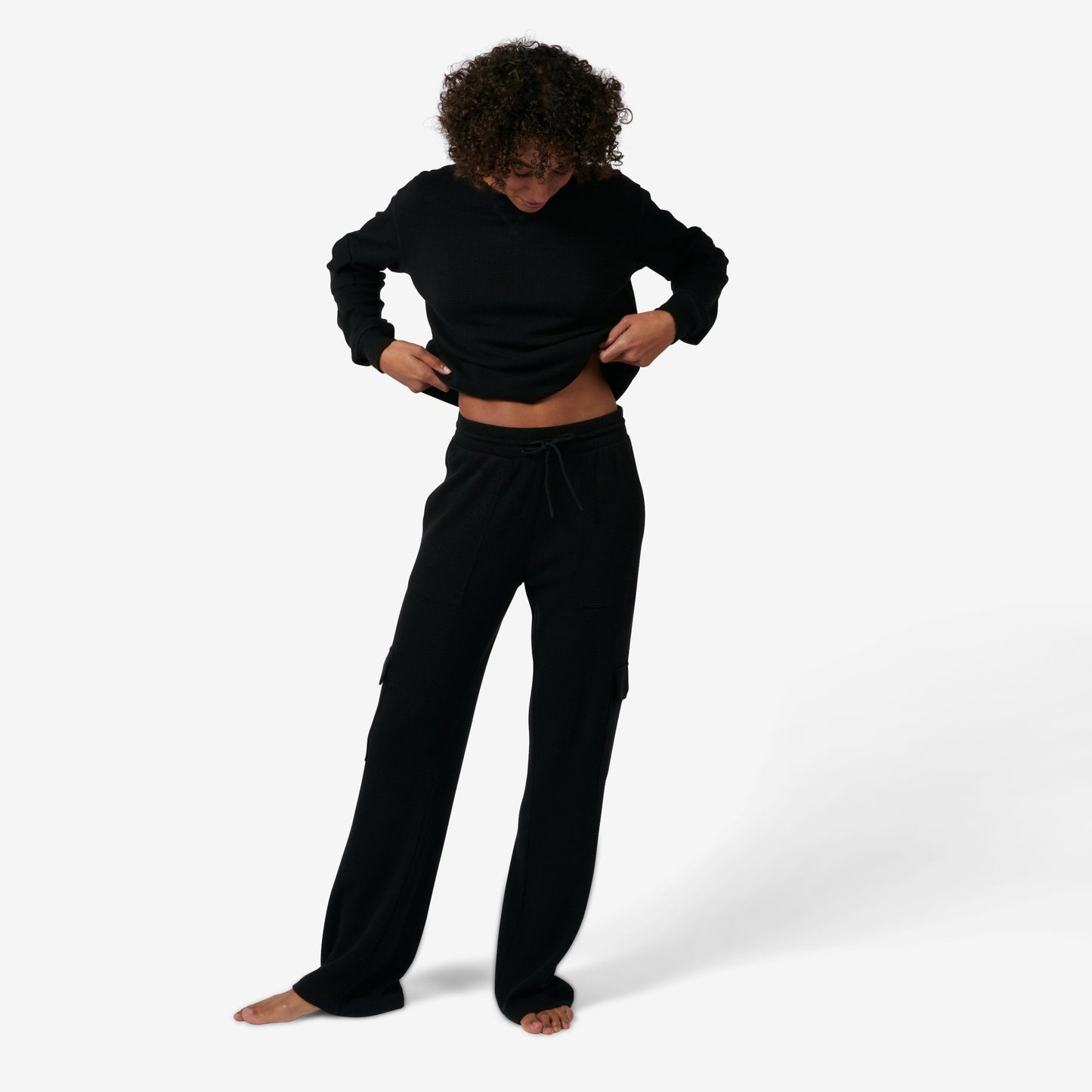 TomboyX Modal Cloud Waffle Cargo Pant - Black Beauty