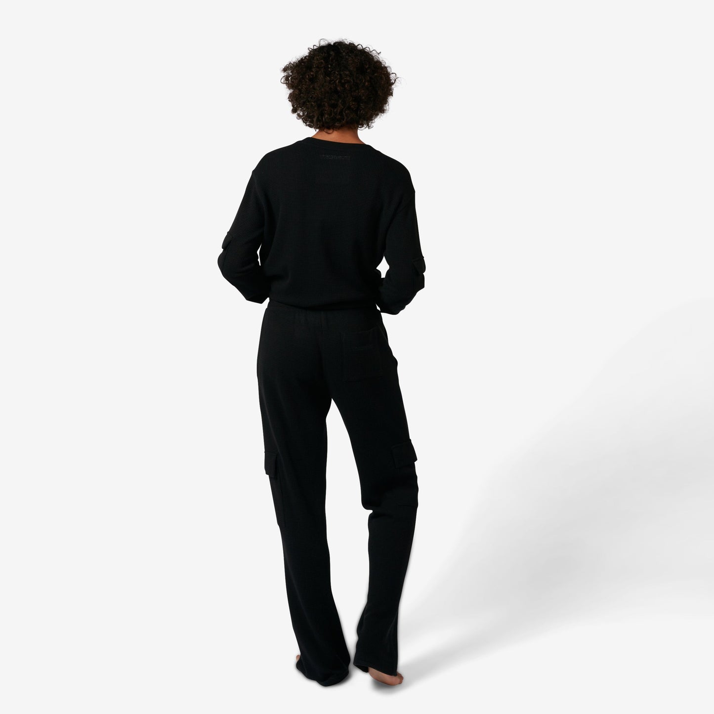 TomboyX Modal Cloud Waffle Cargo Pant - Black Beauty