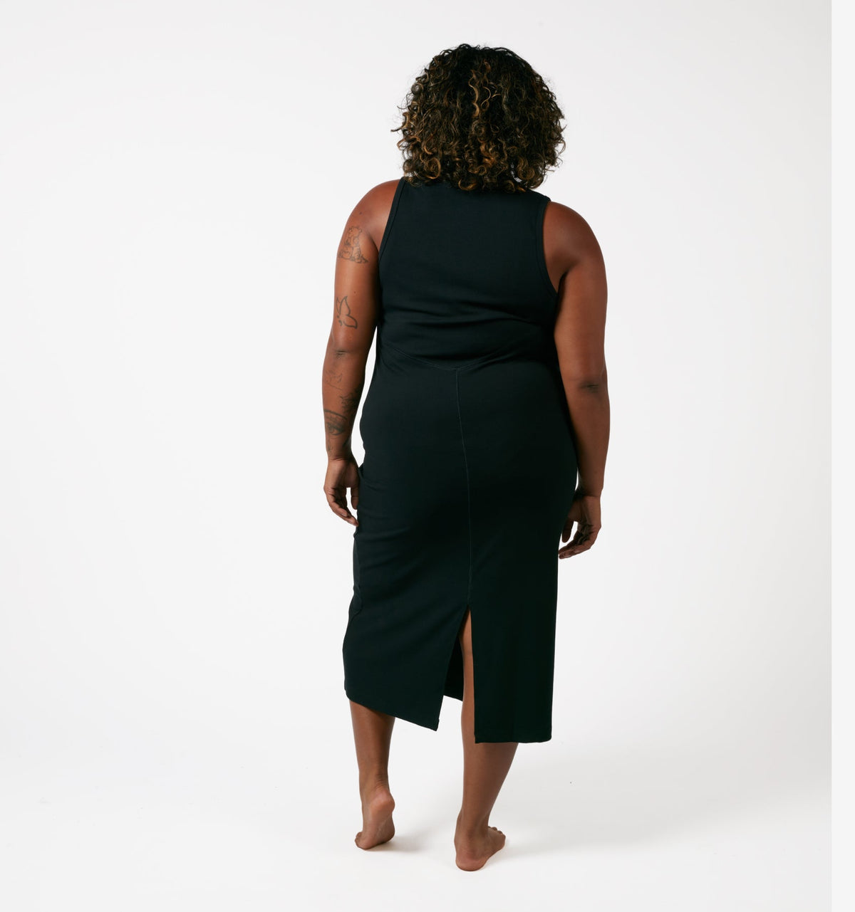 TomboyX Bamboo Rib Sleeveless Midi Dress - Black
