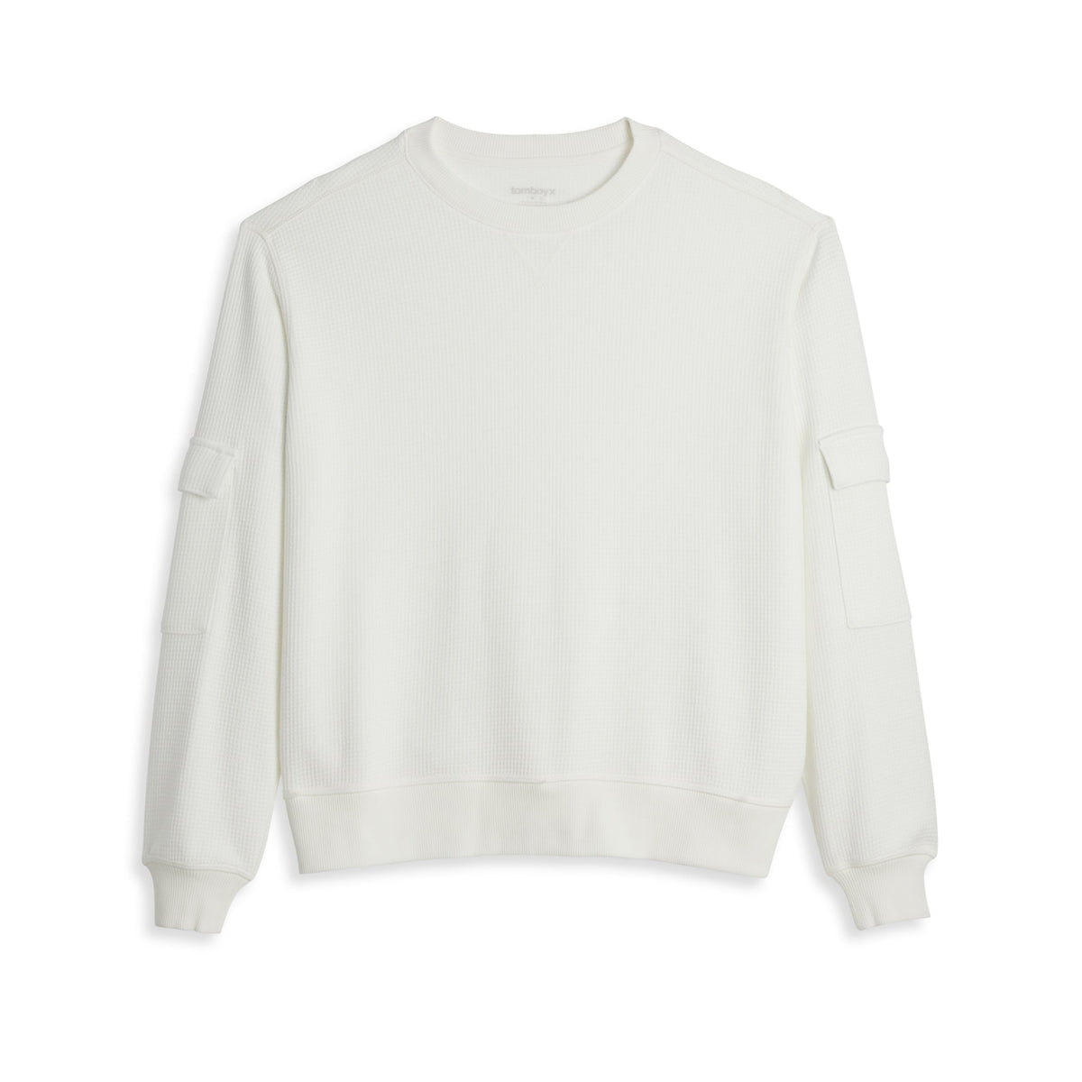 TomboyX Modal Cloud Waffle Long Sleeve Cargo Crew - Natural
