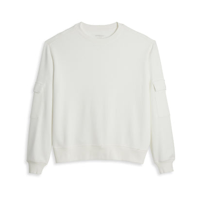 TomboyX Modal Cloud Waffle Long Sleeve Cargo Crew - Natural
