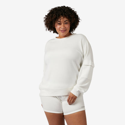 TomboyX Modal Cloud Waffle Long Sleeve Cargo Crew - Natural