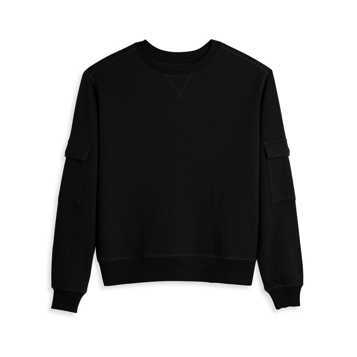 TomboyX Modal Cloud Waffle Long Sleeve Cargo Crew - Black Beauty