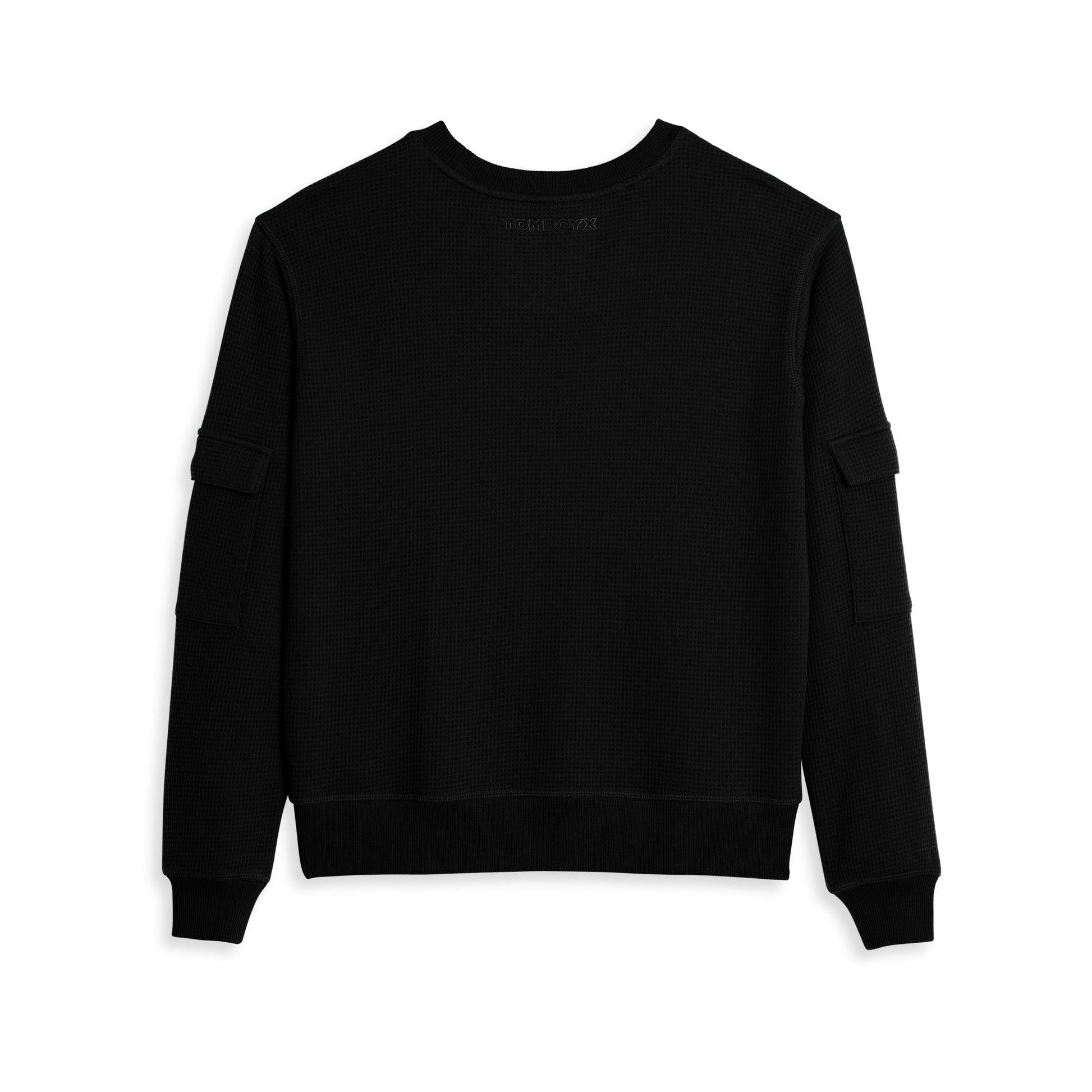 TomboyX Modal Cloud Waffle Long Sleeve Cargo Crew - Black Beauty
