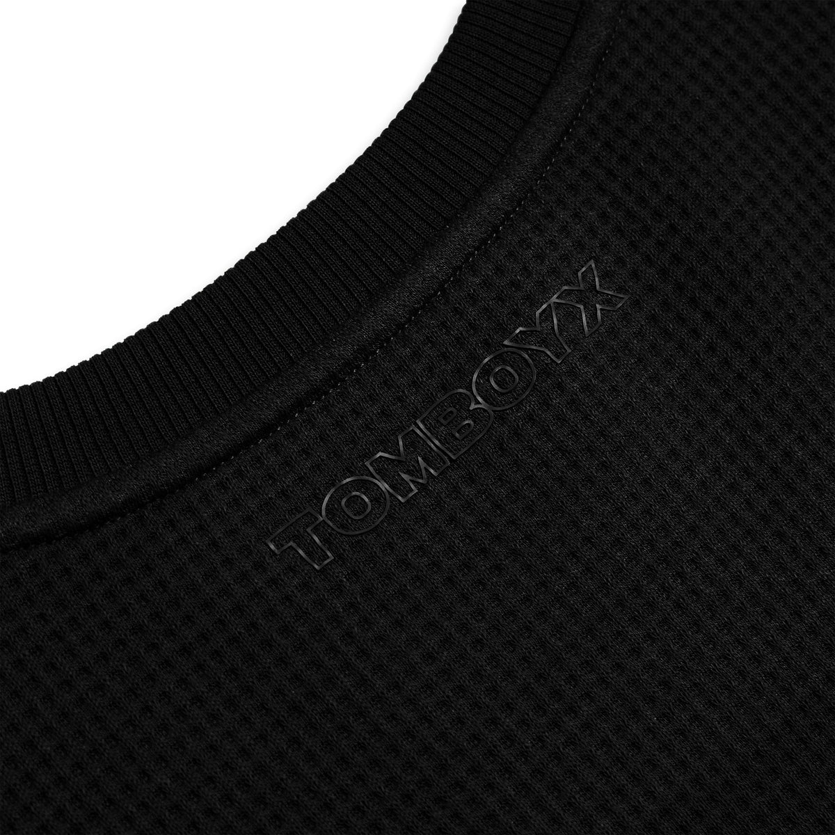 TomboyX Modal Cloud Waffle Long Sleeve Cargo Crew - Black Beauty