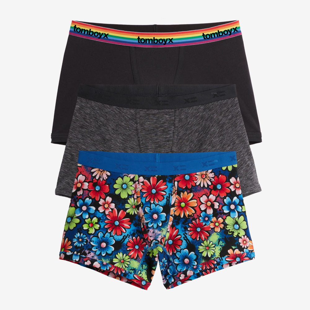 TomboyX 4.5" Trunks 3-Pack - Gay Bouquet